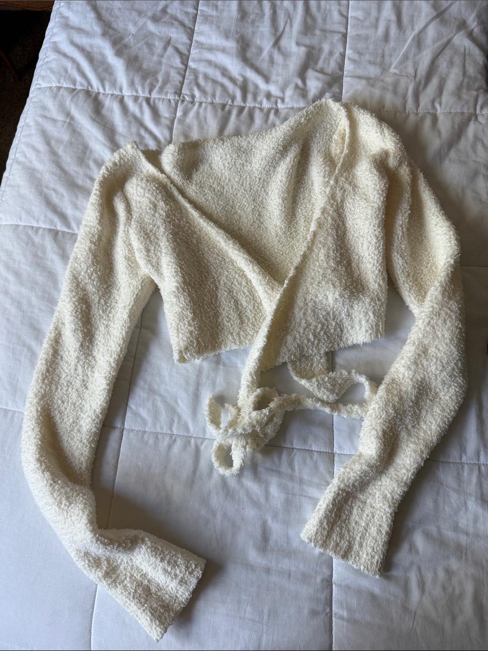 Skims TEDDY Cozy Cream Tie-Front Women's Sweater